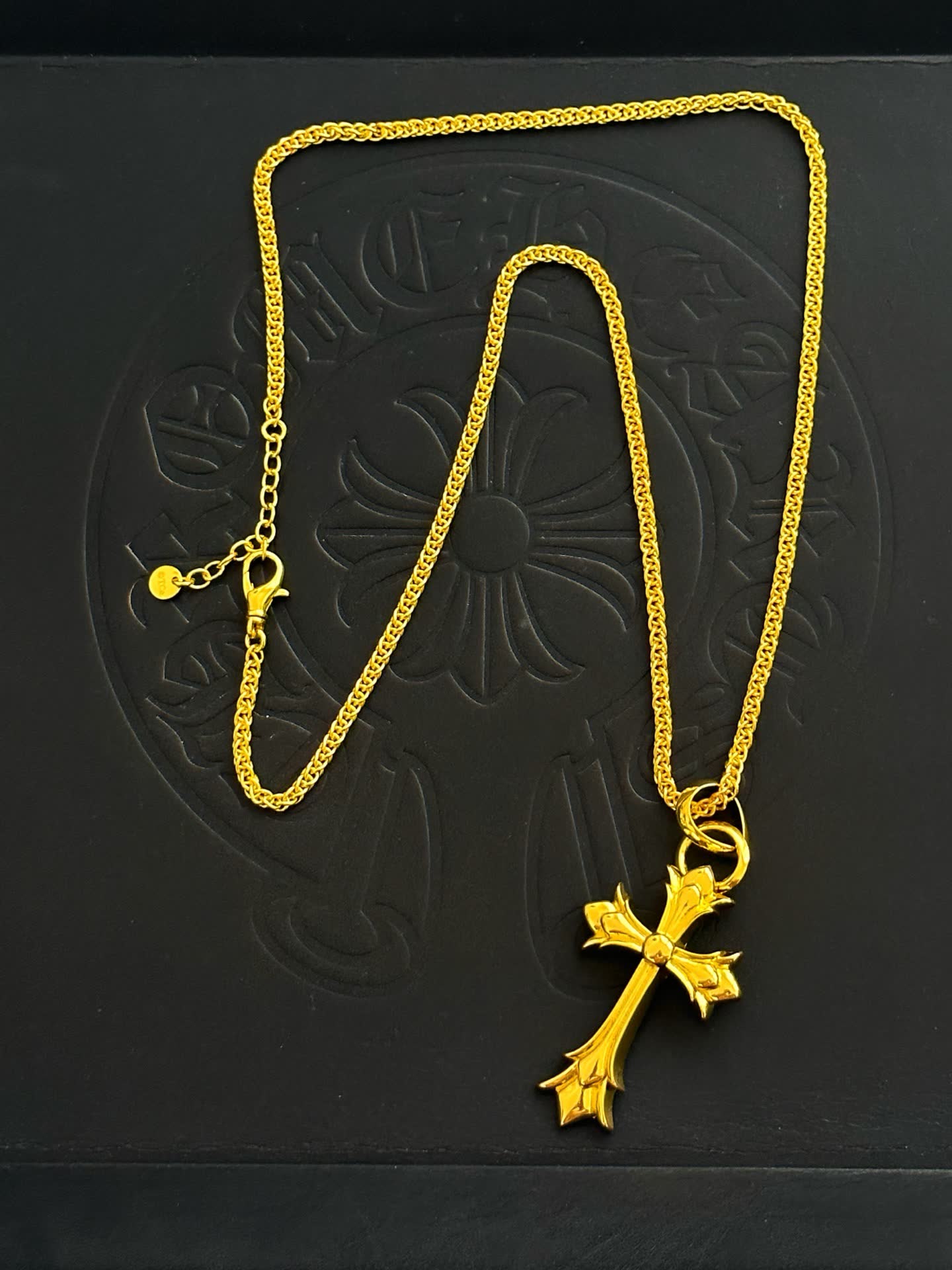 Chrome Hearts Bling Jewelry Gold Plated Cross Pendant Necklace Chrome Hearts Bling Jewelry Gold Plated Cross Pendant Necklace